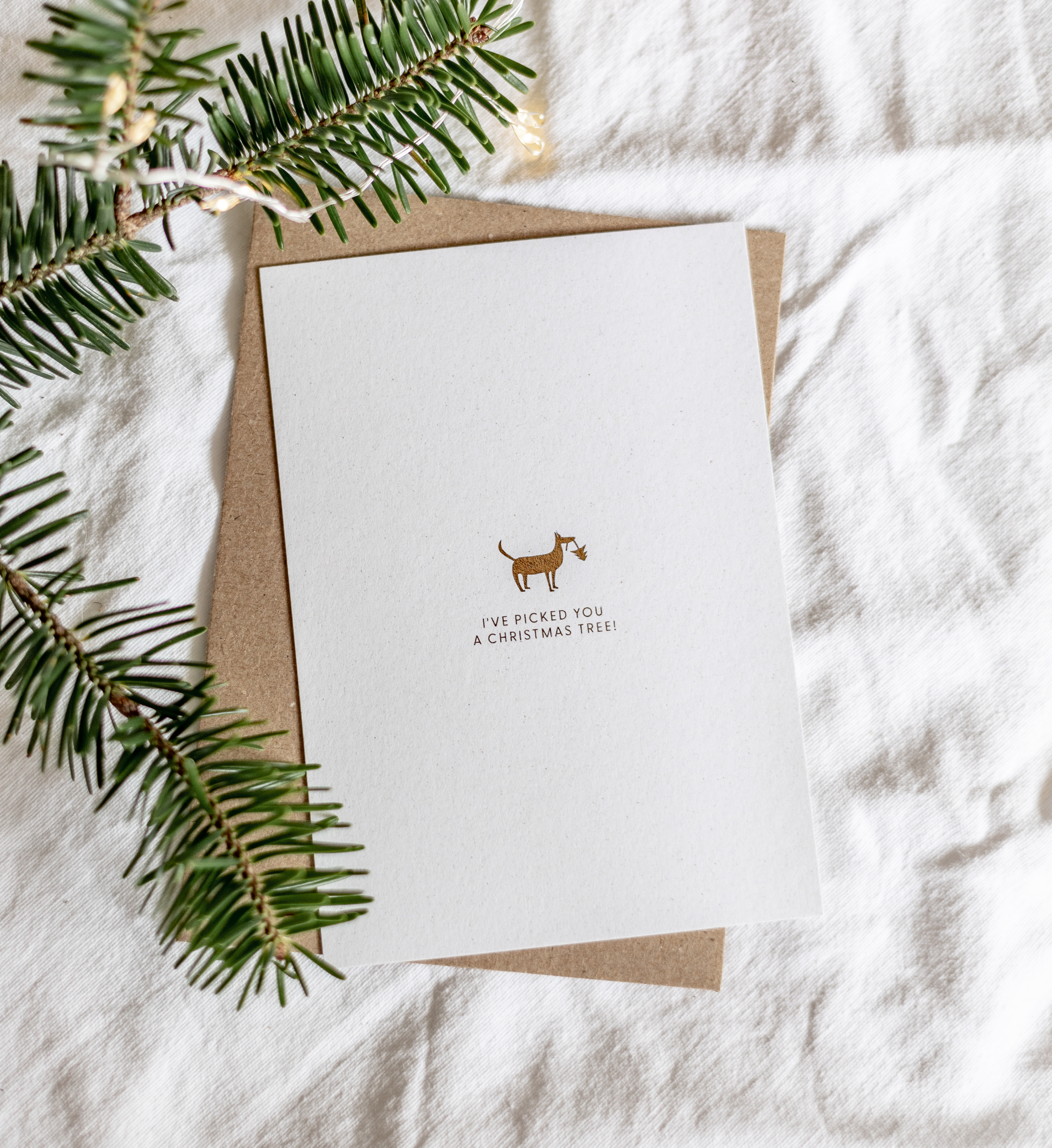 Lustige Hundeweihnachtskarte mit Couvert in Gold gedruckt | frauchenglueck.ch